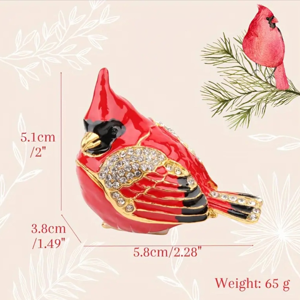 Red Cardinal TCHOTCHKE Trinket Box with Crystals NWT - Picture 2 of 5